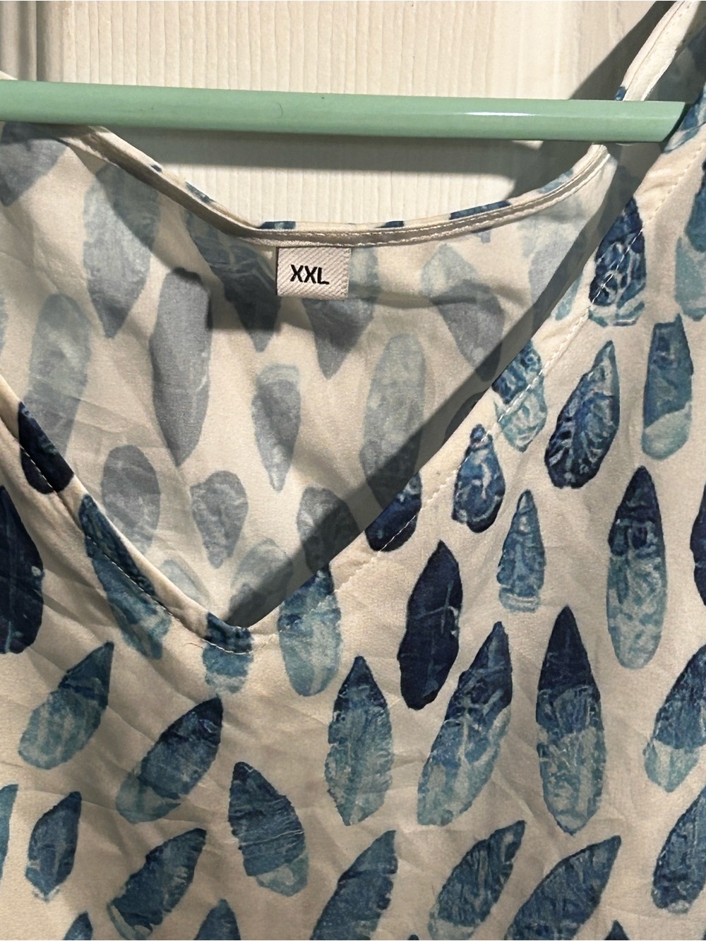 Amazon Blue Leaf-Print V-Neck Long Sleeve Dress - Picture 2 of 4